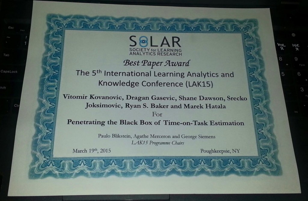 best paper LAK15